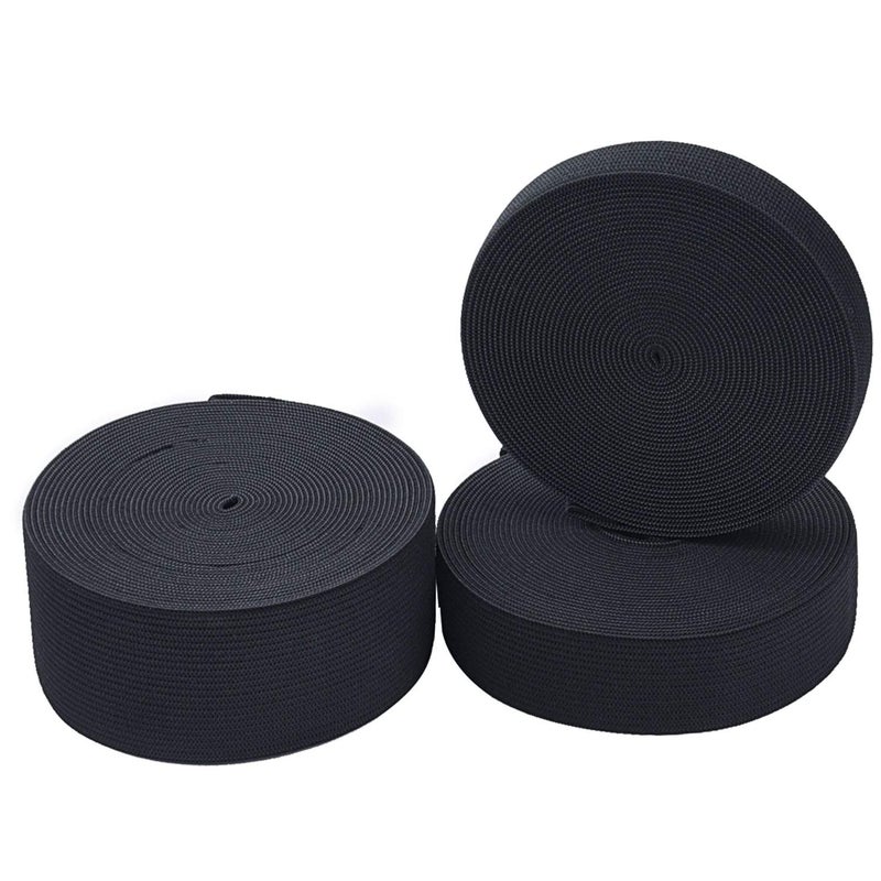 Sunmns 3 Rolls Sewing Stretch Elastic Band Spool, 3/5, 1, 1-1/2 Inch in Width, 5.5 Yards/Roll (Black) - Image 2